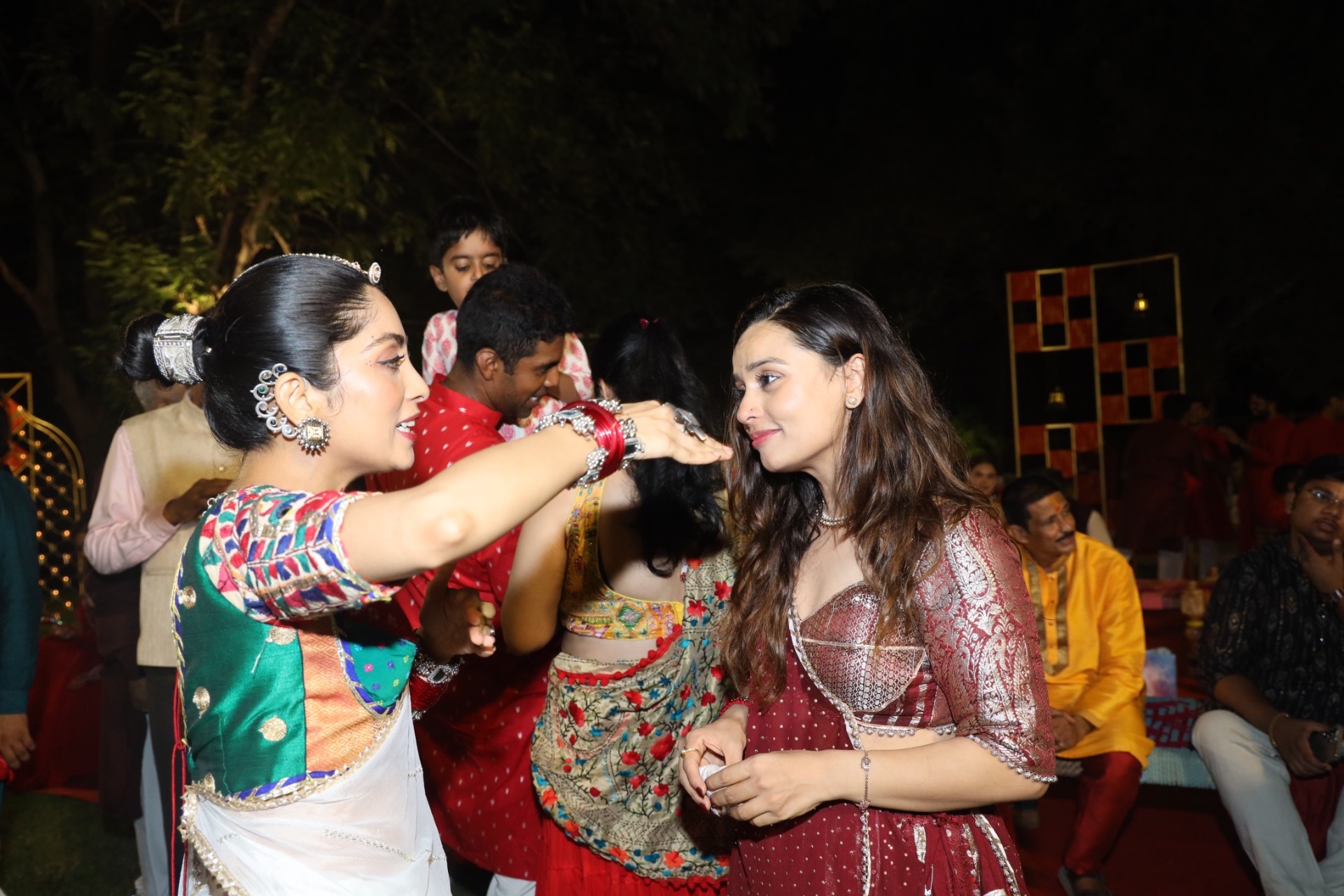 Warm greeting between guests